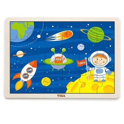 Puzzle en bois L’aventure des planètes, 24 pièces dès 24 mois