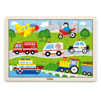 Puzzle Bois Ville et Transports 24 Pièces Viga Toys