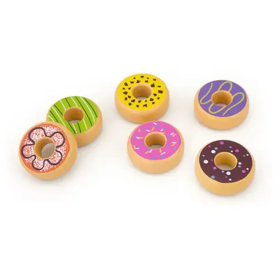 Coffret 6 Donuts Bois Colorés Viga Toys 18M+