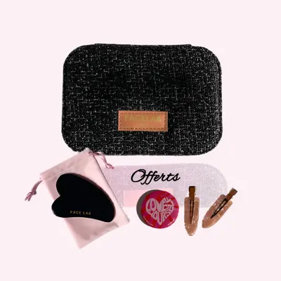 Coffret à plateau bijoux et Gua Sha cœur en obsidienne noire