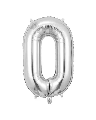 Ballon chiffre zéro argenté en aluminium, 43 cm