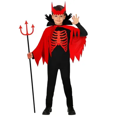 Costume de diable enfant avec cape rouge à bords pointus