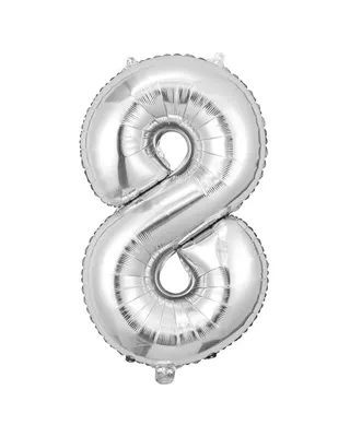 Chiffre huit argenté en ballon aluminium – 43 cm