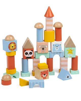 Baril de 46 Blocs en Bois aux Formes et Animaux 18M+