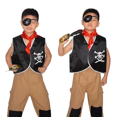 Tenue de corsaire enfant avec sabre et foulard rouge