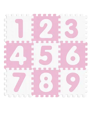 Tapis de jeu rose et blanc à chiffres, revêtement Ag+