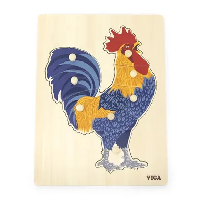 Puzzle Coq Bois 7 Pièces à Boutons Viga Toys 18M+