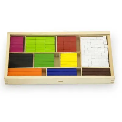 Réglettes de calcul colorées avec plateau en bois, dès 3 ans