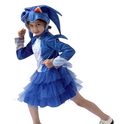 Costume Sonic Enfant avec Jupe Tutu Bleue