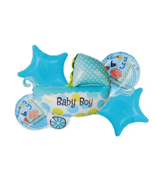 Pack de ballons bleus avec landau « Baby Boy »