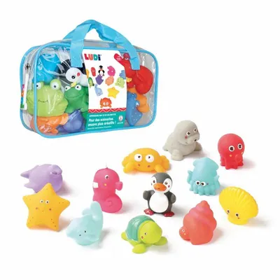 Jouets de Bain Animaux Marins 12 Pièces avec Trousse