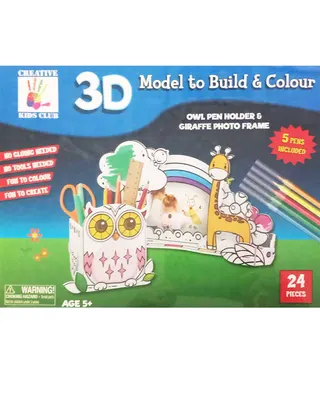 Kit créatif 3D hibou porte-crayons et cadre photo girafe