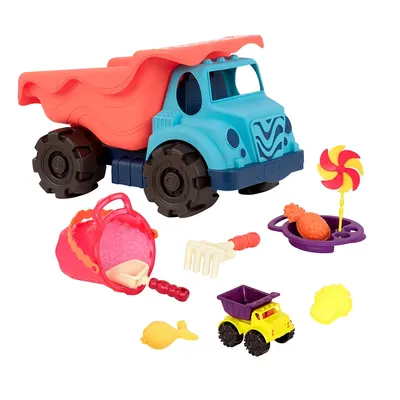 Camion géant et coffret de sable multicolore – 10 pièces dès 18 mois