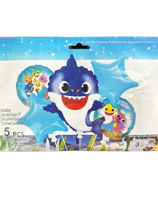 Cinq ballons Baby Shark pour une fête sous-marine