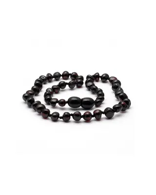 Ambre baltique sombre en collier bébé, avec certificat