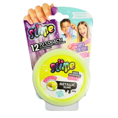 Slime jaune métallisé en pot pour jeu sensoriel