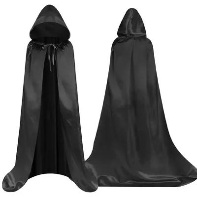 Cape d’enchanteur noire à capuche pour enfant