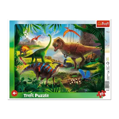 Rencontre au temps des dinosaures — puzzle encadré 25 pièces