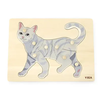 Puzzle Chat en Bois 7 Pièces à Boutons Viga Toys 18M+