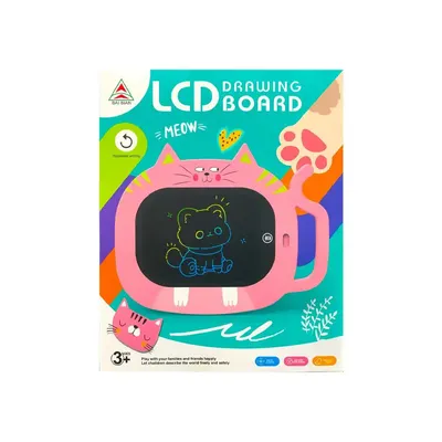 Tablette à dessin LCD rose en forme de chat, dès 3 ans