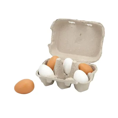 Œufs en bois pour dinette, assortiment de six