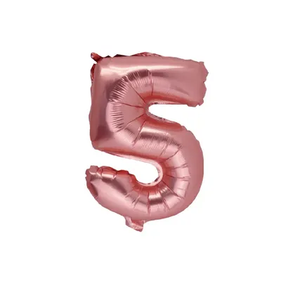 Ballon rose gold en forme de 5, décoration de fête 36 cm