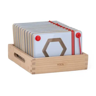 Set 10 Tableaux Magnétiques Bois Formes Géométriques Viga Toys 3 Ans+
