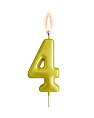 Bougie de fête dorée en forme de quatre, à planter