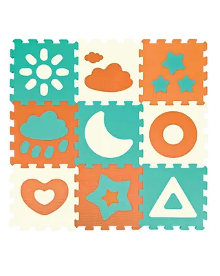 Dalles à emboîter Soleil-Lune, motifs graphiques 96 × 96 cm