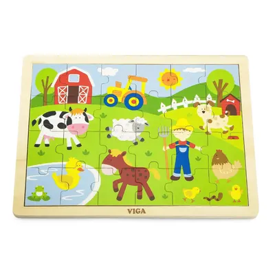 La Ferme en scène : puzzle en bois de 24 pièces