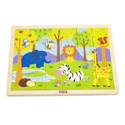 Puzzle Animaux de la Jungle Bois 24 Pièces Viga Toys 24M+
