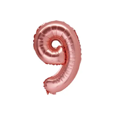 Le grand 9 rose gold, ballon métallisé de 86 cm
