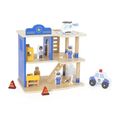 Commissariat en Bois Viga Toys avec Figurines et Véhicules 3 ans+