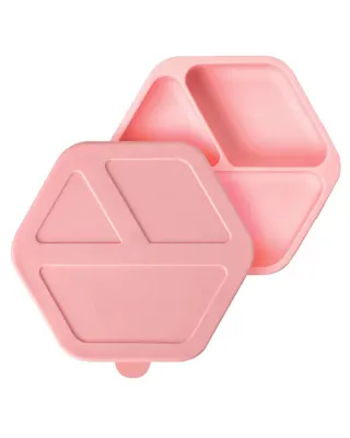 Assiette Tiny Twinkle rose, trois portions et couvercle