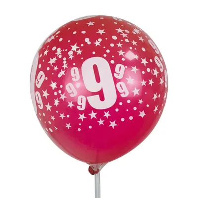 Ballons rose fuchsia au chiffre 9, six pièces – 30 cm