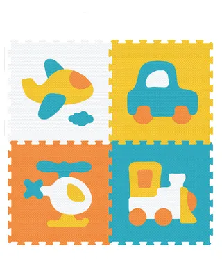 Tapis puzzle véhicules multicolore, 120 × 120 cm