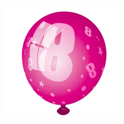 Un huit en rose : six ballons imprimés, 30 cm