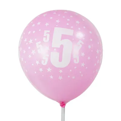 Un anniversaire en rose : ballons au chiffre 5, lot de 6