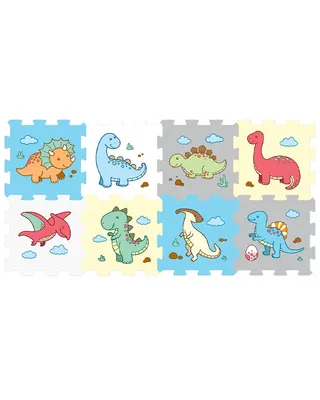 Aire de jeu à emboîter, illustrée de dinosaures – 8 pièces