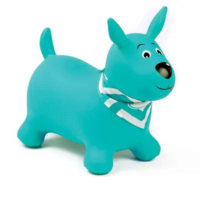 Petit chien turquoise à chevaucher, bandana à personnaliser dès 10 mois