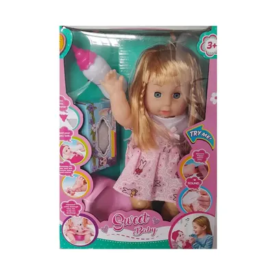 Poupée bébé Sweet Baby 33 cm avec biberon et accessoires de toilette