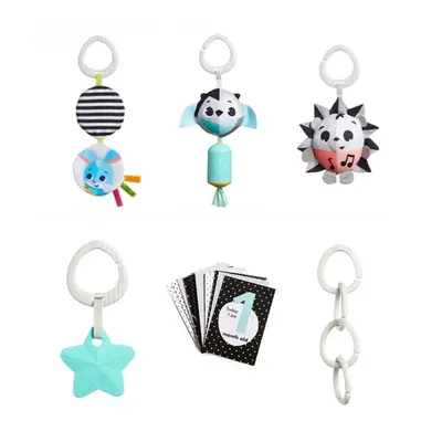 Coffret d’éveil noir et blanc avec jouets à suspendre dès la naissance