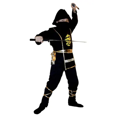 Costume Ninja Noir à Dragon Doré pour Enfant