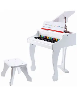 Piano à Queue Enfant Bois Blanc 30 Touches avec Banc 3 ans+