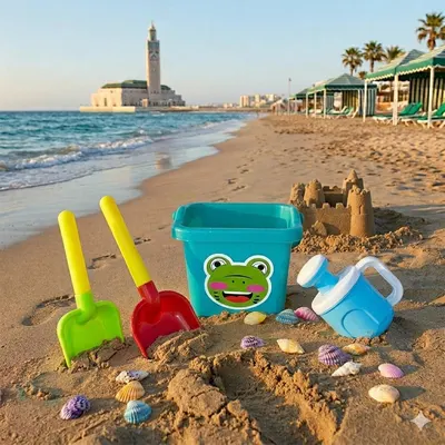 Kit de plage turquoise au seau grenouille