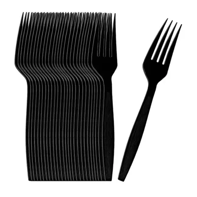 Lot de 100 fourchettes noires en plastique