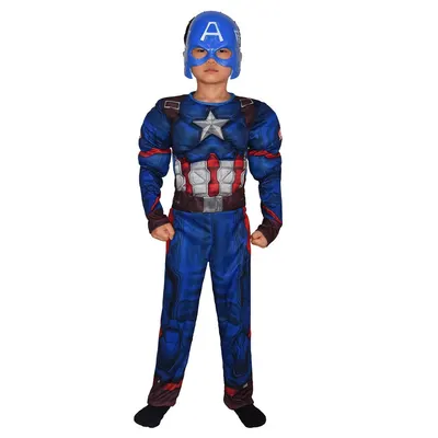 Combinaison enfant aux motifs d’armure et masque bleu