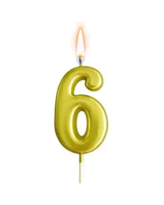 Bougie chiffre 6 dorée, une touche festive sur le gâteau