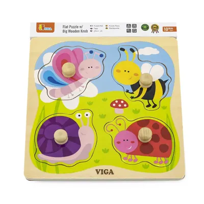 Puzzle Bois Insectes 4 Pièces à Boutons Viga Toys 12M+