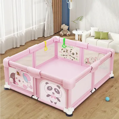 Parc Bébé Rose Panda 150×180cm Hauteur 70cm
